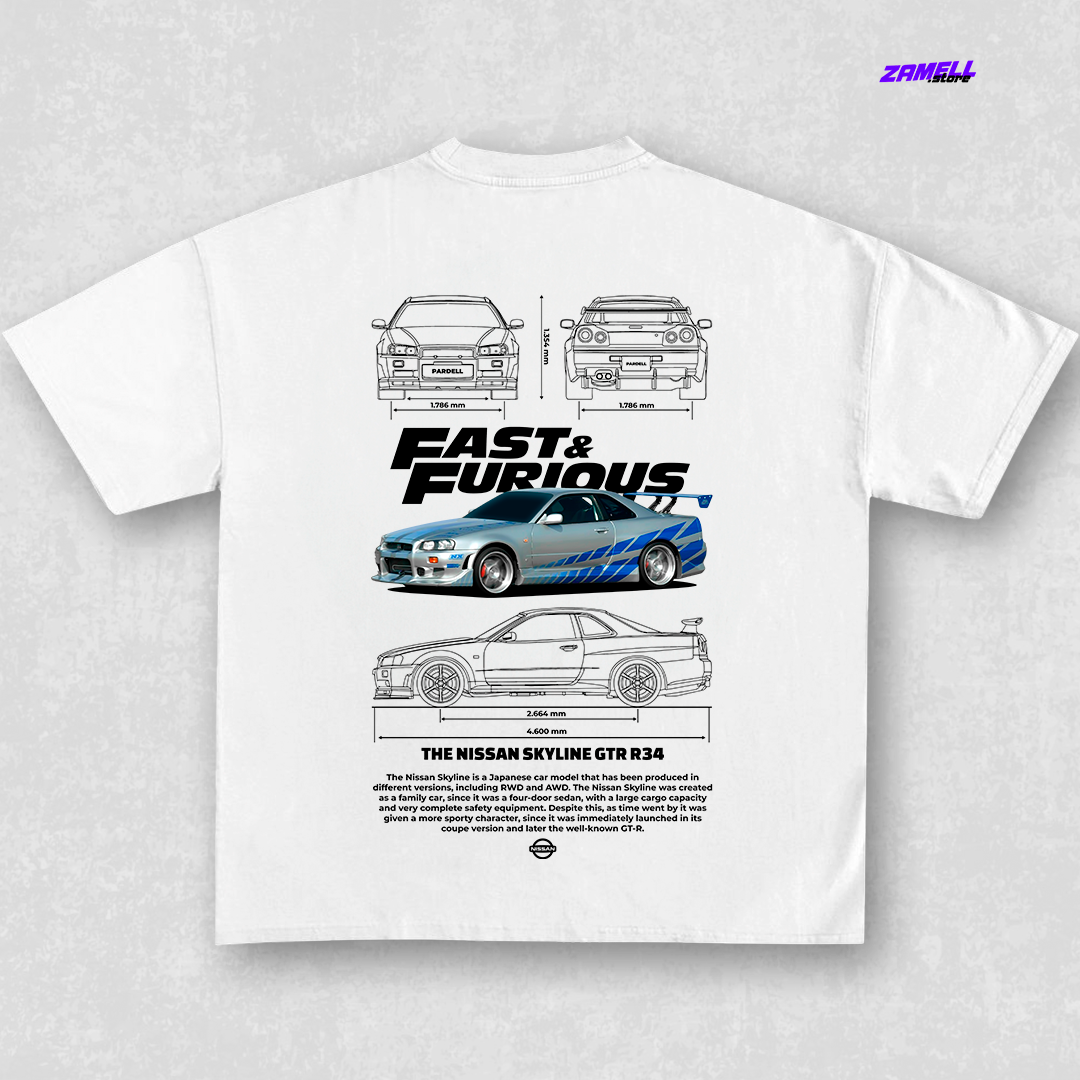 Template Nissan Skyline R34 Fast and Furious - t-shirt design