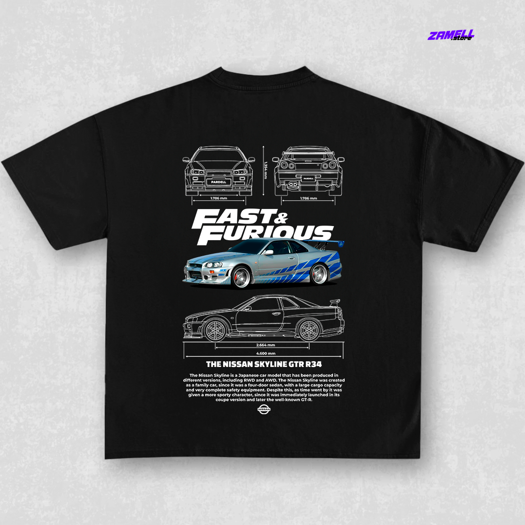 Template Nissan Skyline R34 Fast and Furious - t-shirt design