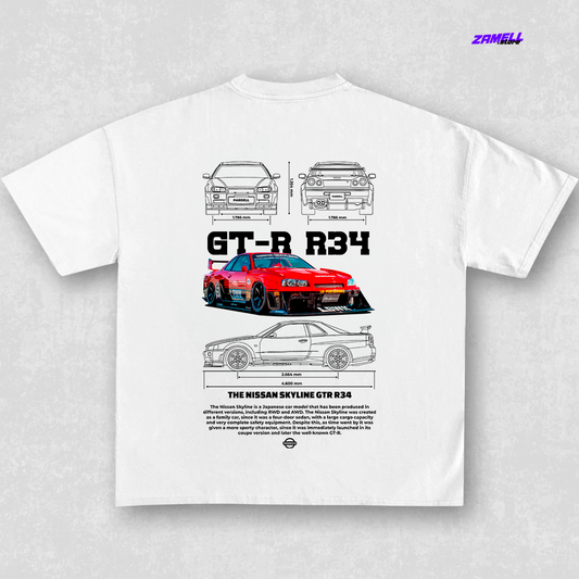 Nissan Skyline GT-R R34 - t-shirt design