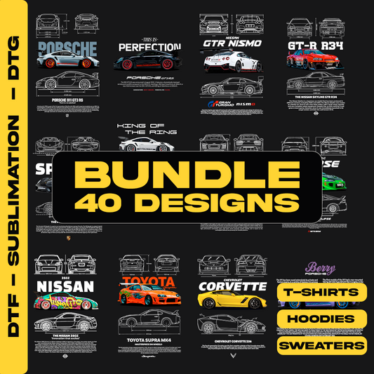 40 DESIGNS BUNDLE - T-SHIRT CAR DESIGN