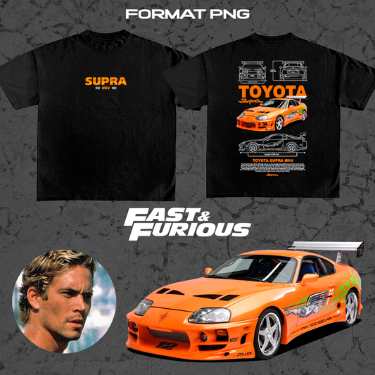 Toyota Supra MK4 Fast & Furious - t-shirt design