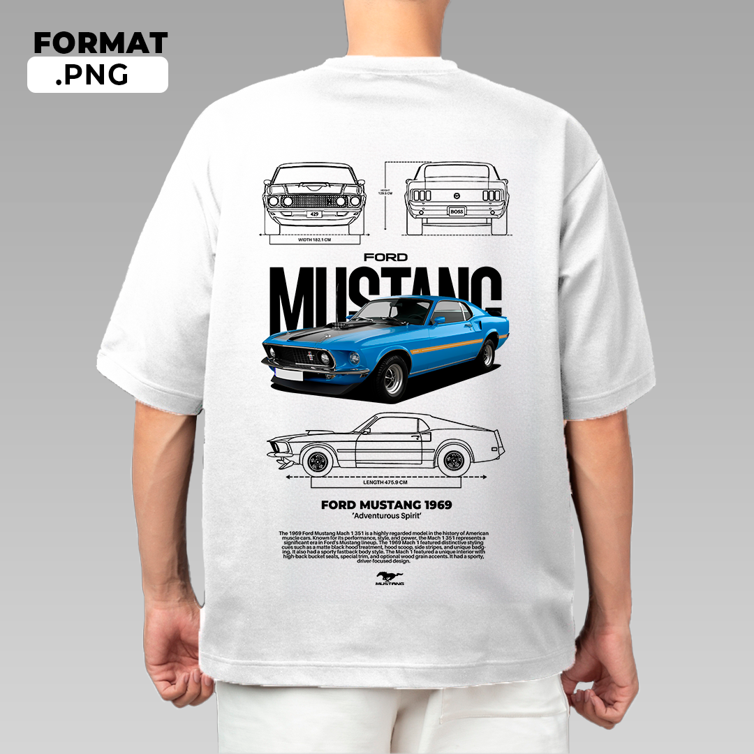 Ford Mustang 1969 - t-shirt design