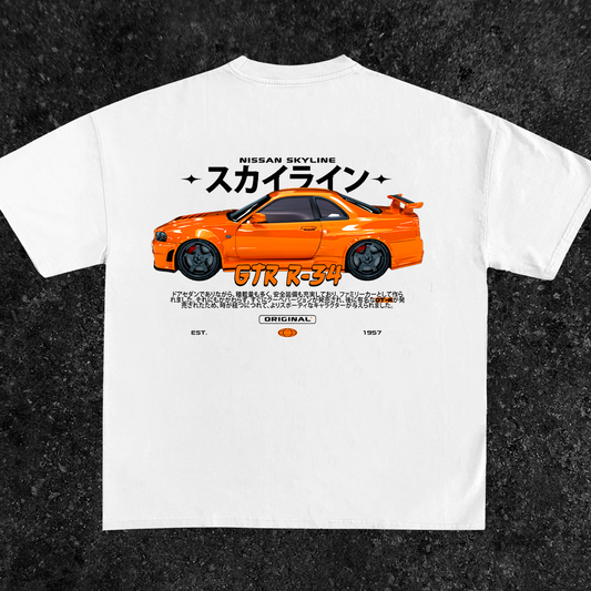 Nissan Skyline R34 Orange - t-shirt design